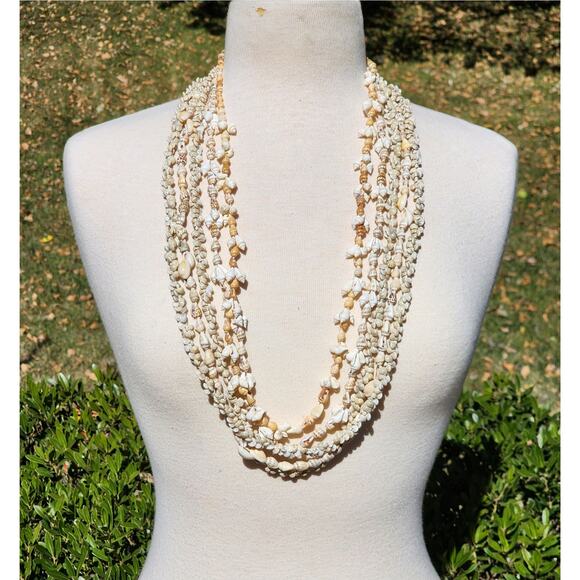 5 Seashell Beaded Necklaces Handmade Statement Set Boho Beach Girl Summer Layer - Picture 3 of 8